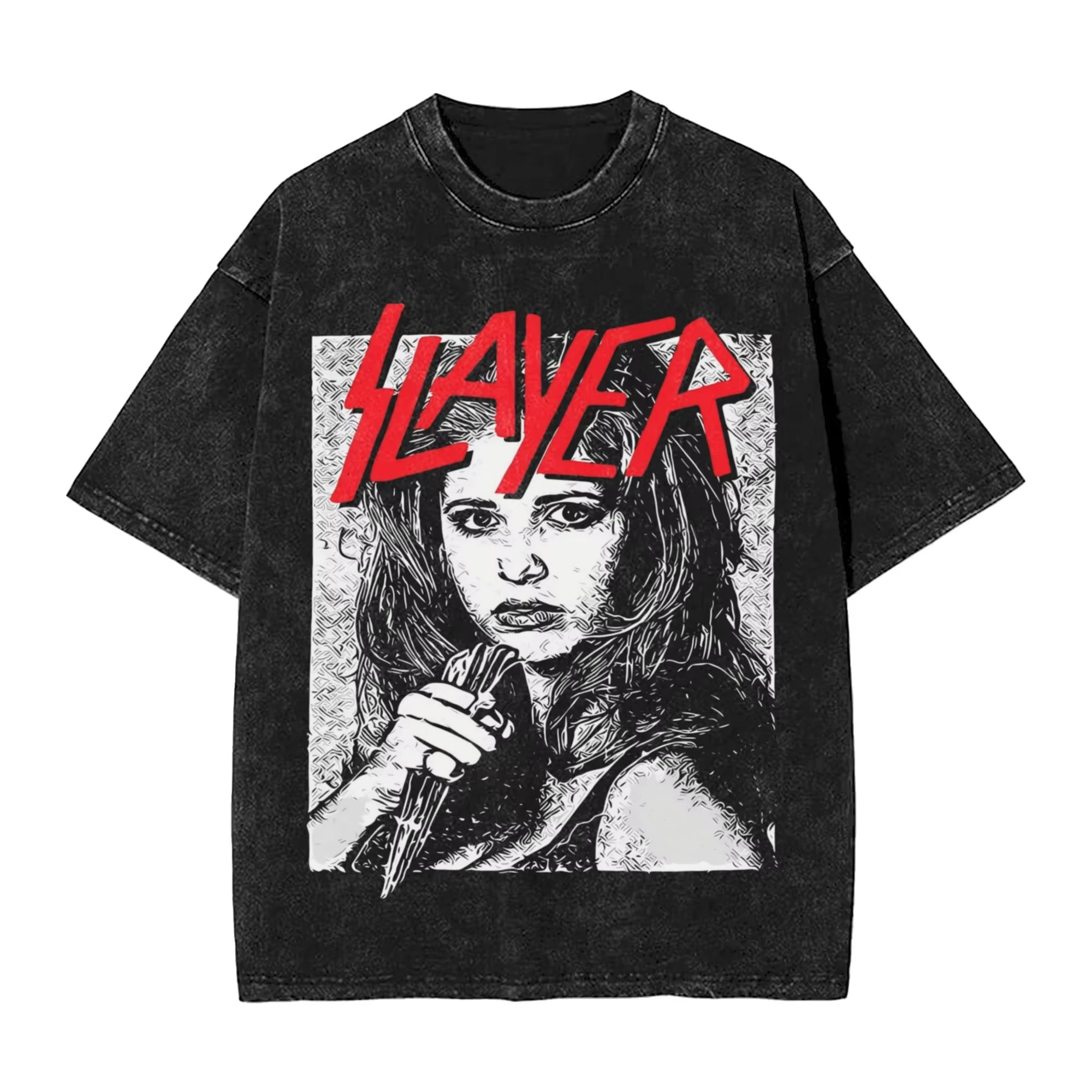 Vintage Tees Buffy The Vampires Slayers T Shirt Harajuku Style Tops Washed Cotton Clothing Pattern T-shirt Casual Loose Top