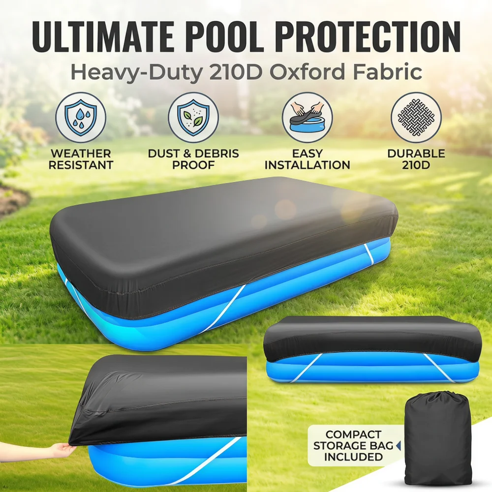 210D Oxford Pool Dust Cover Waterproof Rainproof Elastic Drawstring Outdoor Furniture Swimming Protector
