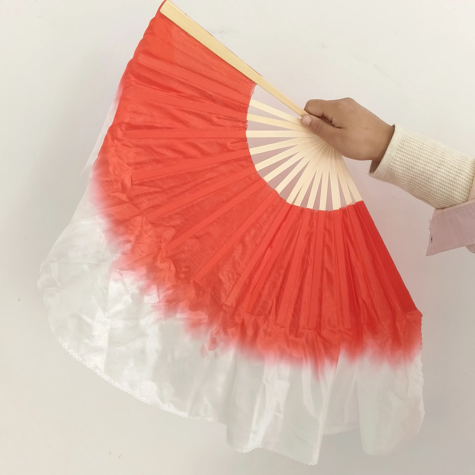 Fan Big Red Dance Square  Classical Dance Big Red Silk Dance Fan Adult Performance