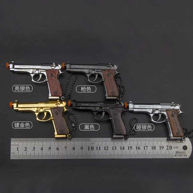 1PC 1: 3 Wooden Handle 92F Pistol Model Detachable Toy Gun Keychain (Can't Shot)