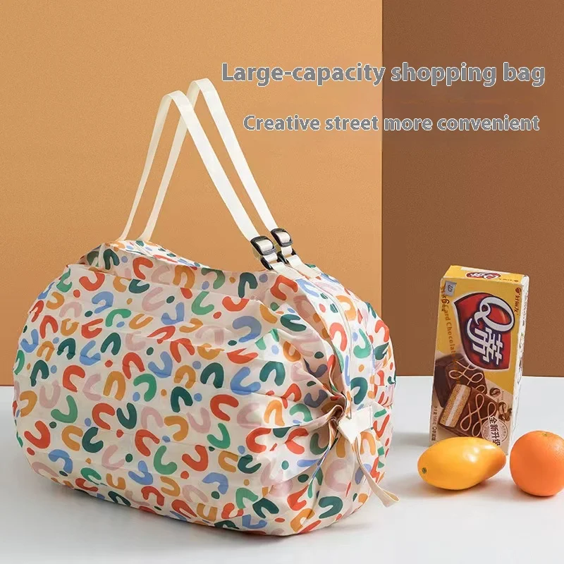 Big Folding Shopping Bag Foldable Reusable Grocery Bag Portable One Shoulder Handbag For Travel Groceries Supermarket Tote U3R3