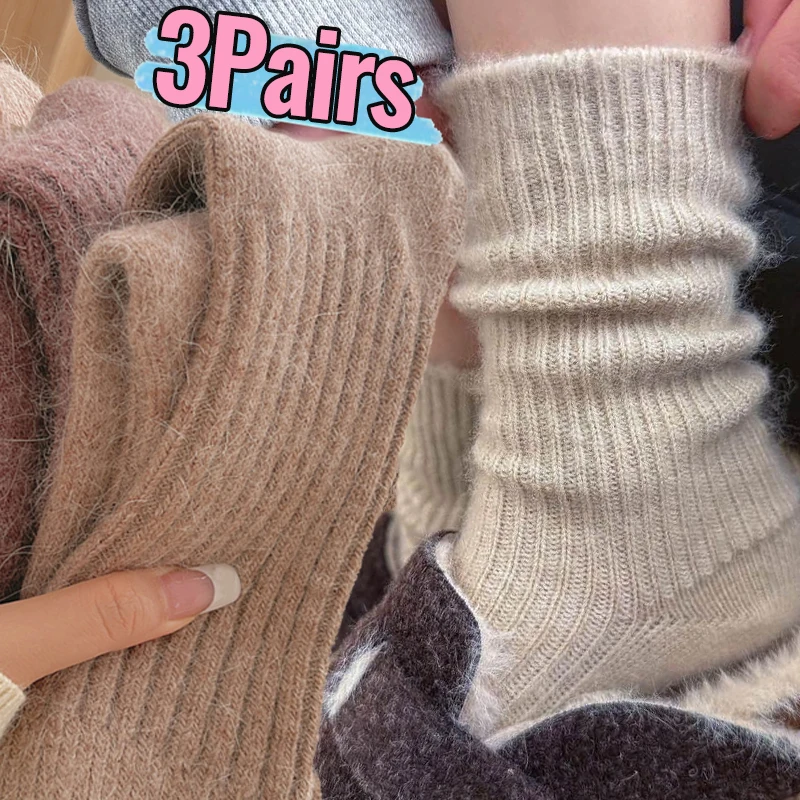

Fashion Winter Warm Velvet Socks Thermal Thicken Mid Tube Socks Plush Comfortable Solid Color Socks Japanese Cozy Home Stockings