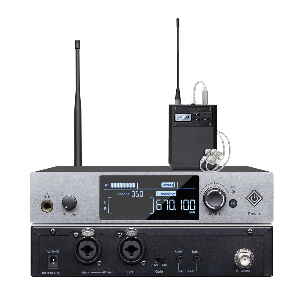 AT201 Wireless Microphone System 50 Preset Channels Real-Time Monitoring Ear Return Function Professional Audio Microphone