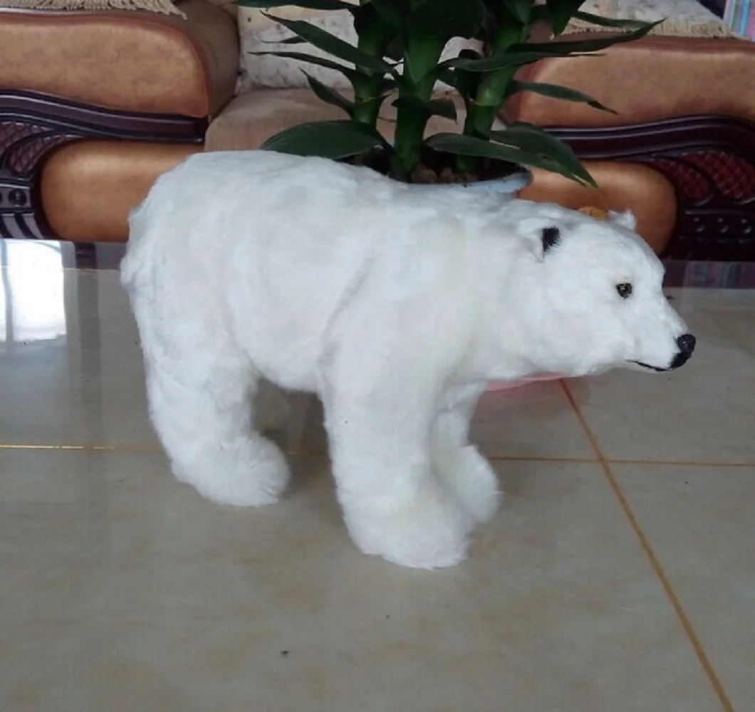 

lovely simulation polar bear toy handicraft resin&fur white polar bear doll gift about 28x18cm 1438