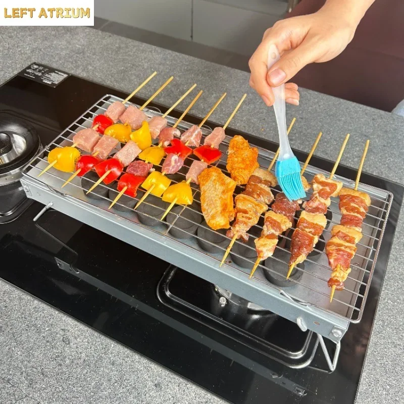 1PC Outdoor BBQ Stove Multifunctional Camping Folding Portable Household Smokeless Charcoal BBQ Grill Holiday Party