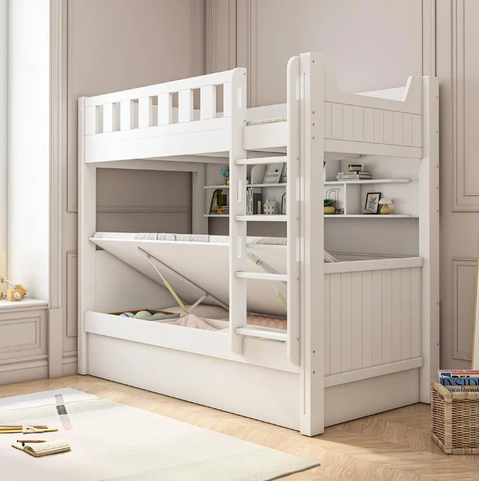 ！@Luxury Princess Design Wood Kids Bed Sets Mdf Girl Room Furniture Modern Home Boy Bedroom Double Wooden Bunk Beds for Children