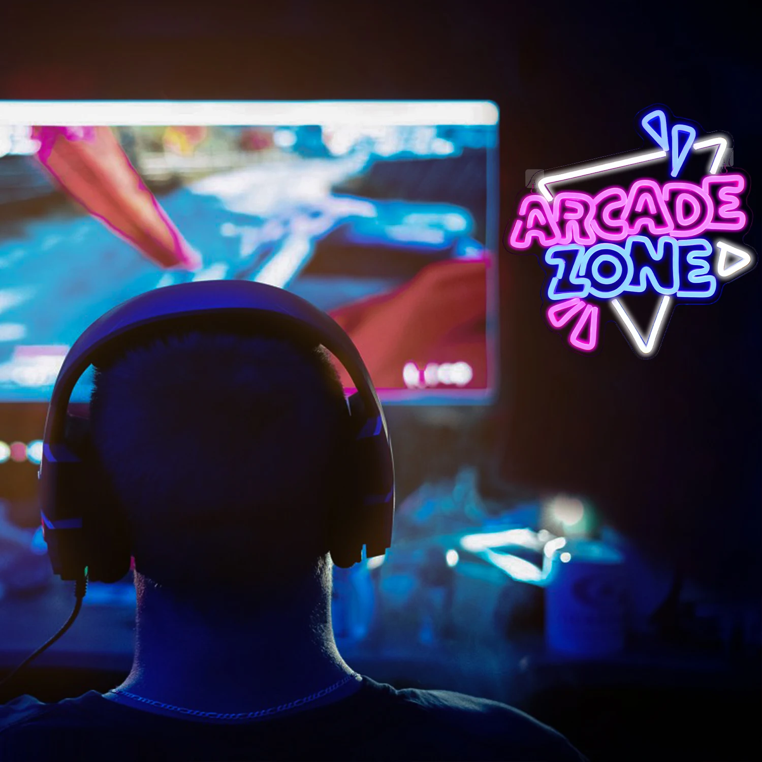 Arcade Zone Neon Signs For Wall Decor Home Room Decoration For Gamer's Bedroom Party Bar Gaming Club Cool Dimmable LED Lights
