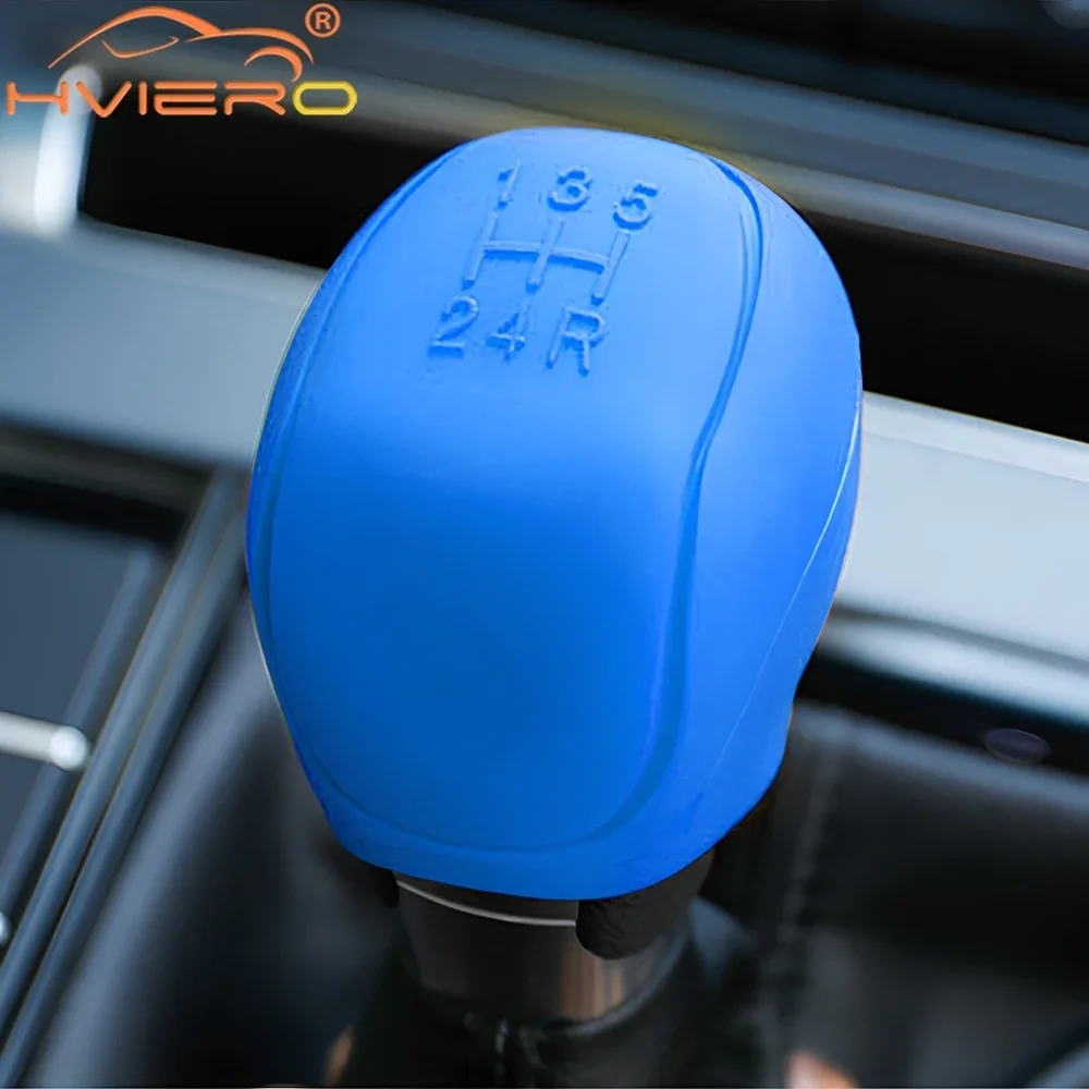 1X Auto Shift Knob Cover 5 Speed Silicone Anti Slip Wear Red Blue Black Manual Handle Protection Automatic Internal Access Trim