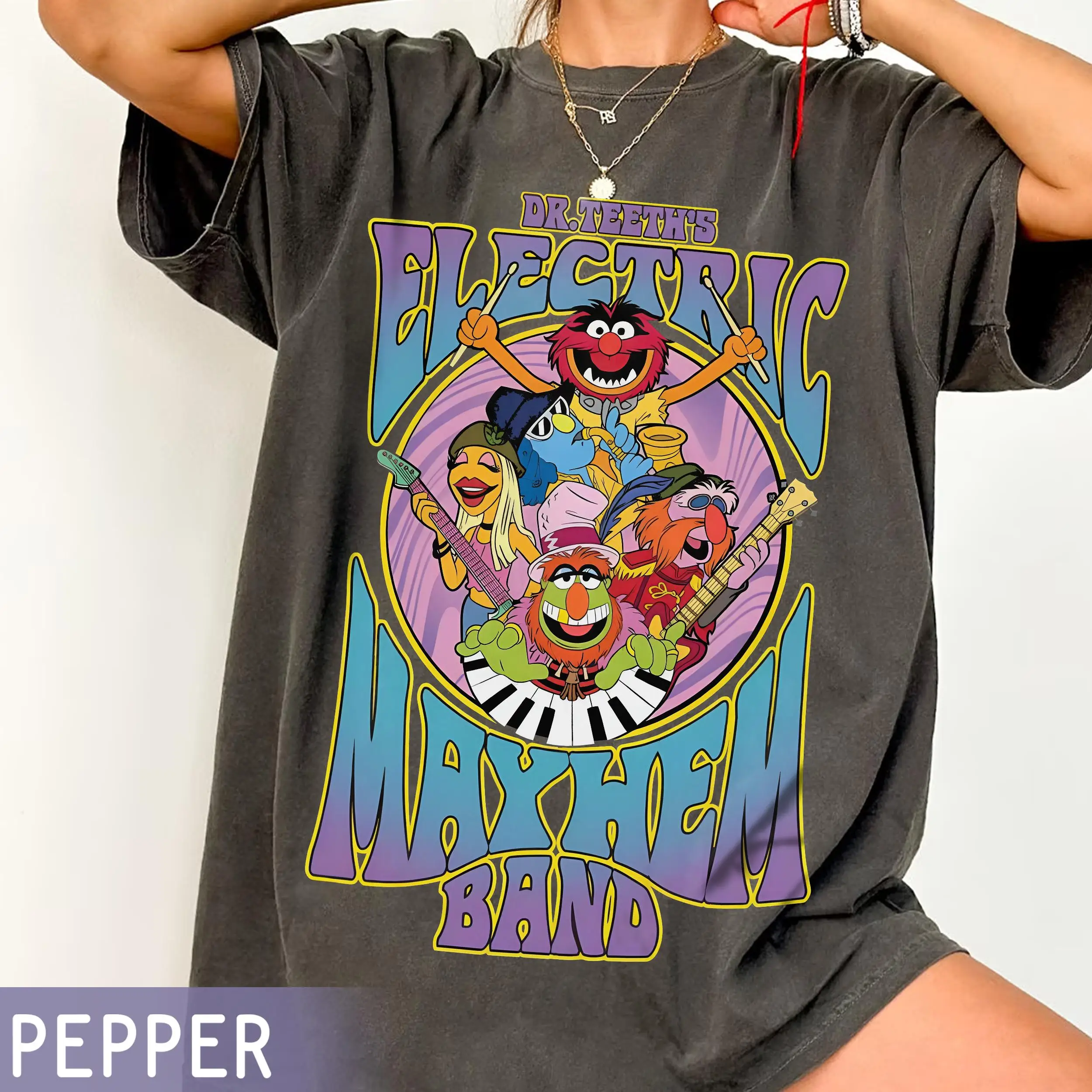 

Рубашка Retro Dr Teeth and The Electric Mayhem Comfort Colors, рок-группа The Muppets, футболка Muppets Disney, Magic Kingdom