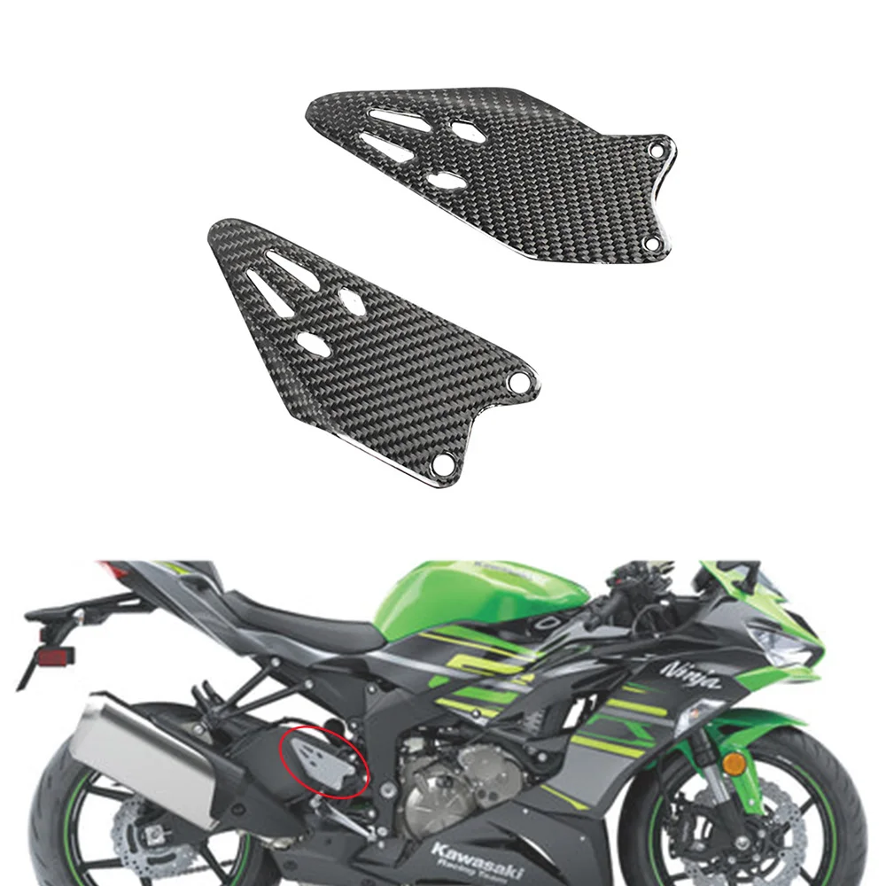 

For Kawasaki ZX-6R ZX6R 2019 2021 2022 2023 2024 3K Carbon Fiber Heel Guards Plates Foot Rests Fairings Motorcycles Accessories