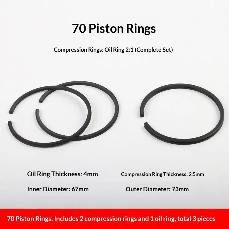 Juego de anillos de pistón para compresor de aire, diámetro de cilindro de 42/47/48/51/55/65/70mm, piezas neumáticas para compresores de aire, 1/3 unidades