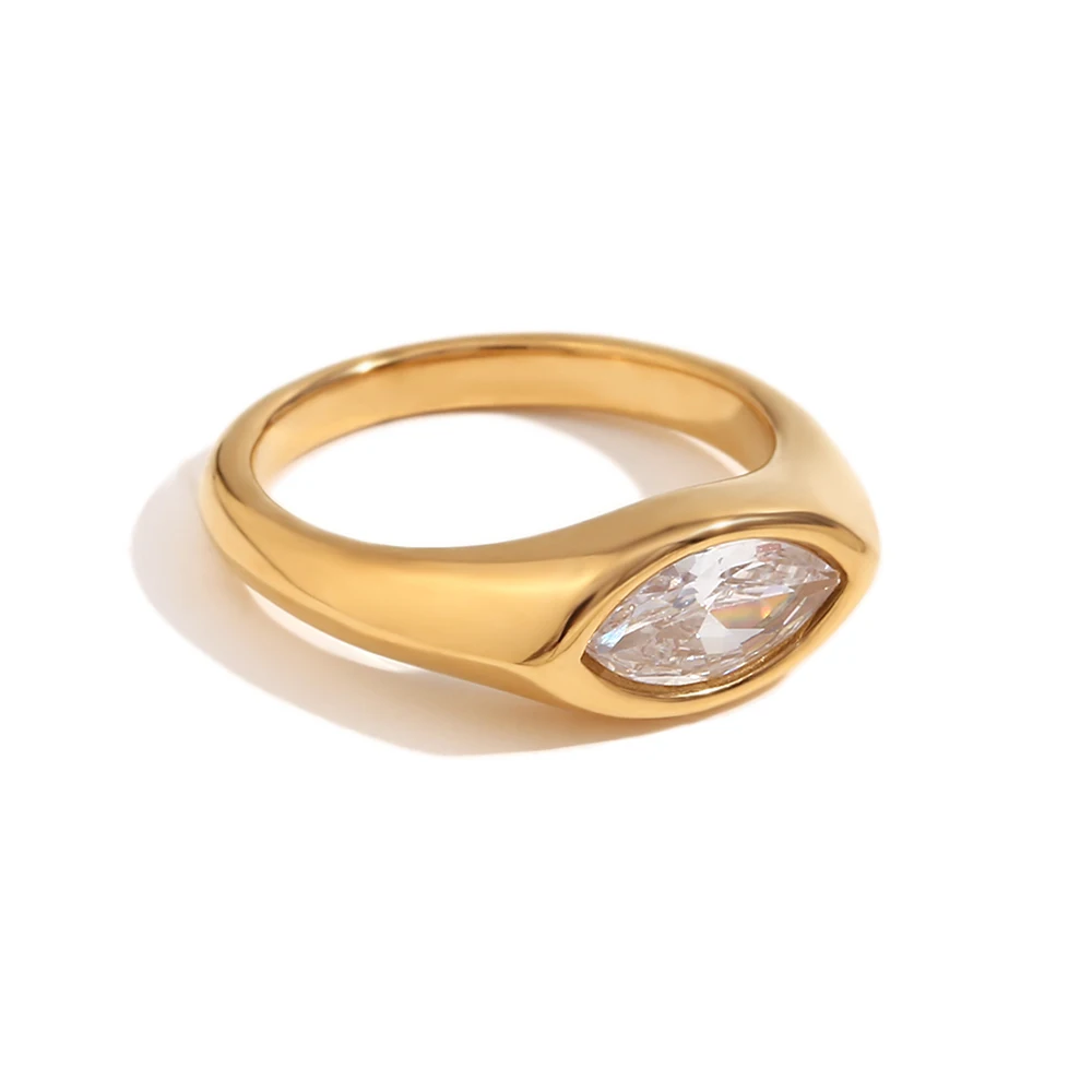 E.B.belle Pferdeauge-Zirkon-Dichtungsring, bunt, hypoallergen, 316L-Edelstahl, Dekoration, 18 Karat vergoldeter Schmuck