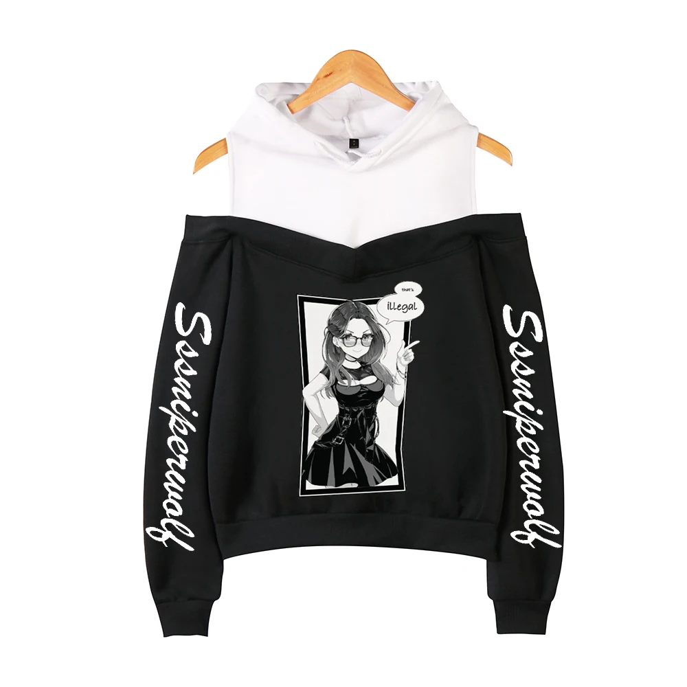 

SSSniperWolf that's illegal Pullover Female Off Shoulder Navel Sweatshirt Women's Hoodie 2023 Casual Style Fashion Clothes