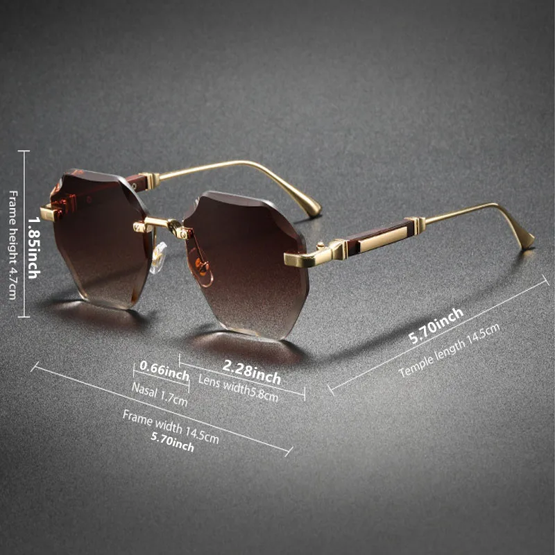 2025 neue Mann Frau Sonnenbrillen Mode Unisex Randlose Sonnenbrille Vielseitig UV400 Brillen Im Freien Fahren Trend C8880-1 – Detail 5