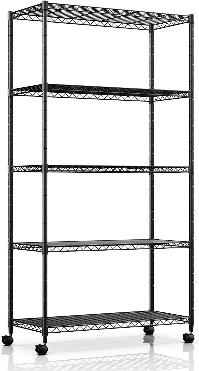 

Storage Rack Deluxe 5-Tier Heavy Duty Storages Shelving Unit, 1250 Lbs Loading Capacity, Storage Rack