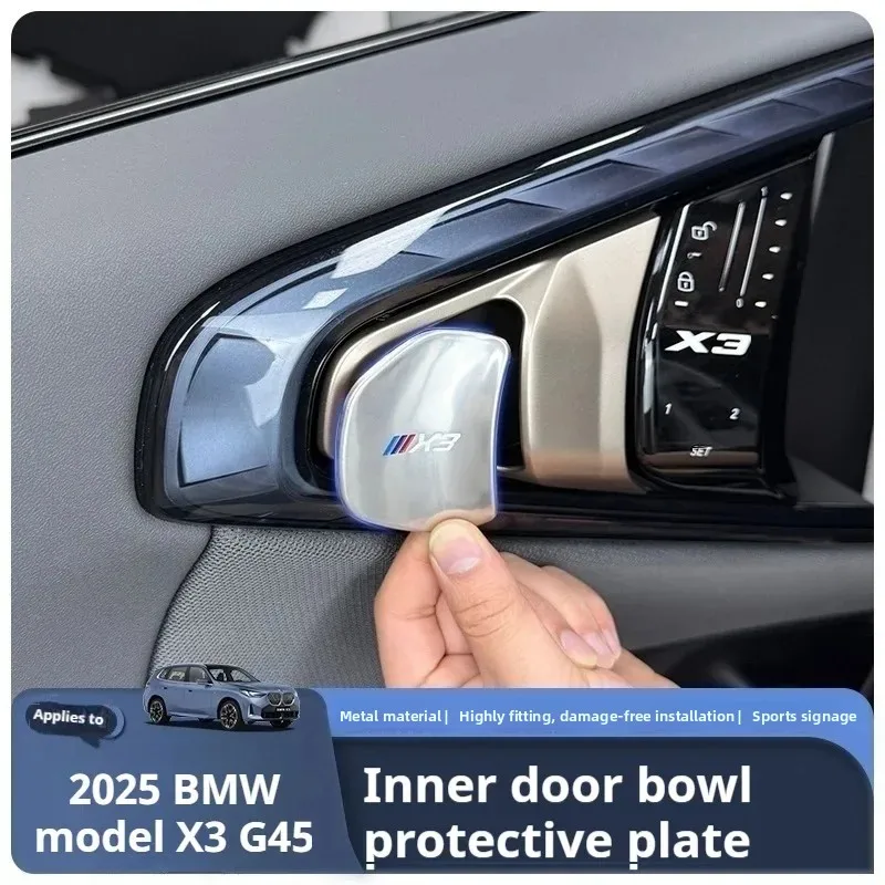 

black/silver Car Door Handle Wrist Decoration Cover For BMW X3 G45 2025 Stainless Steel Protection Sticker Styling Accessories