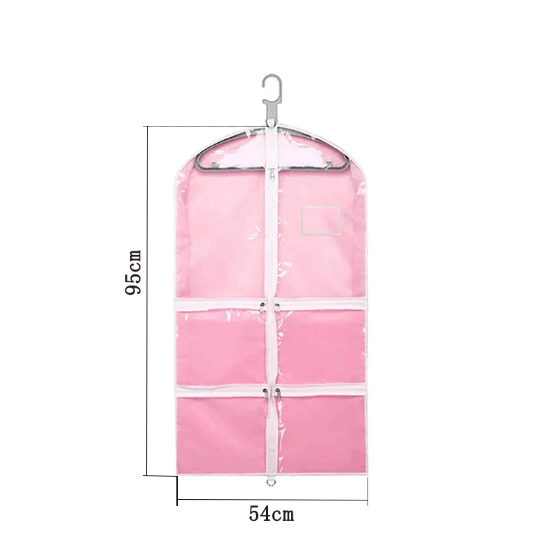 PVC Waterproof Garment Bag with Zipper Pockets Girls Dance Costume Dust Cover Dress Suit Bag Clothes Hanging Protector Cover Bag