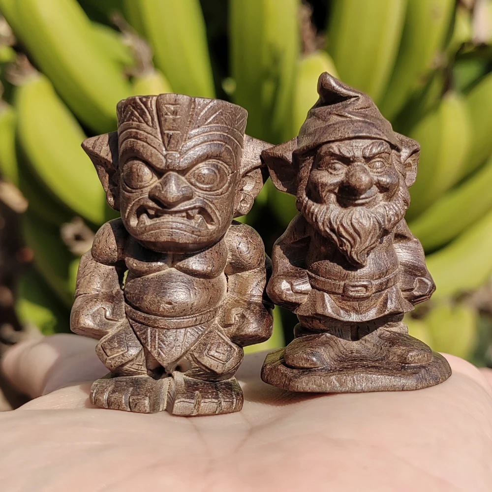 1.8 Inch Hand-Carved Wooden Gnome Figurine Ornament Classic Theme, Traditional Style Suitable for Creative Desktop Decorations, Christmas Gifts, Men's Gifts, Home Decoration, Living Room, Back-To-School Season Gifts, New Year Gifts