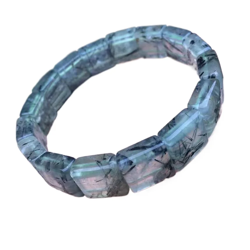 Natural Crystal Quartz Green Rutilated Quartz Prehnite Bangle New Style Crystal Bangle 12*12mm Jewelry Wholesale