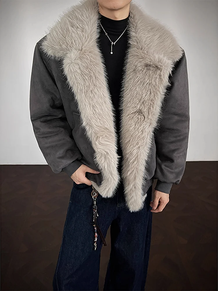 

Мужская зимняя куртка American Sle из хлопка с замшевым дизайном, с меховым воротником, утепленная, на молнии, повседневная