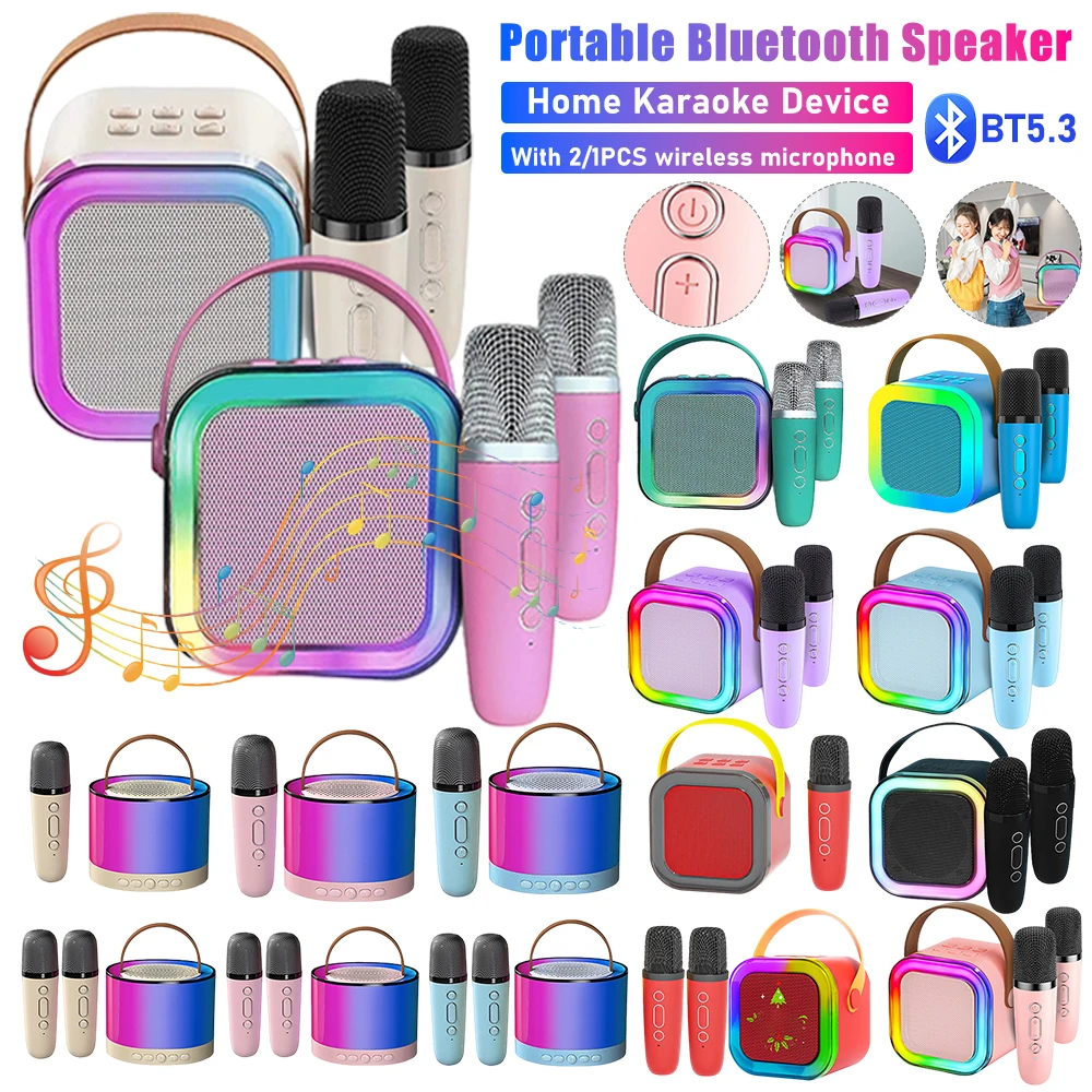 K12/K52 Portable Bluetooth V5.3 Speaker Rechargeable Build-in Battery Voice Amplifier With Wireless Micropthone For Home Karaoke