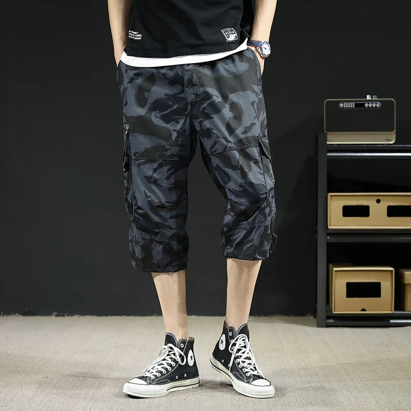 2024 Summer Men\'s Cargo Shorts Men Comfortable Breathable Multi Pocket Casual Cotton Capri Cropped Trousers Tactical Shorts 5XL
