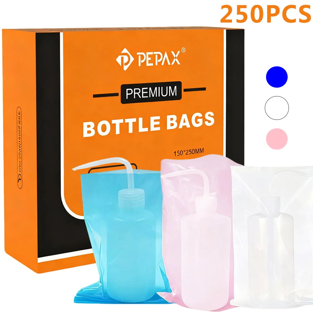 PEPAX Tattoo Wash Bottle Bags 250PCS Disposable Squeeze Bottles Covers Sleeves 3 Colors Spray Bottles Covers Tattoo Accessories