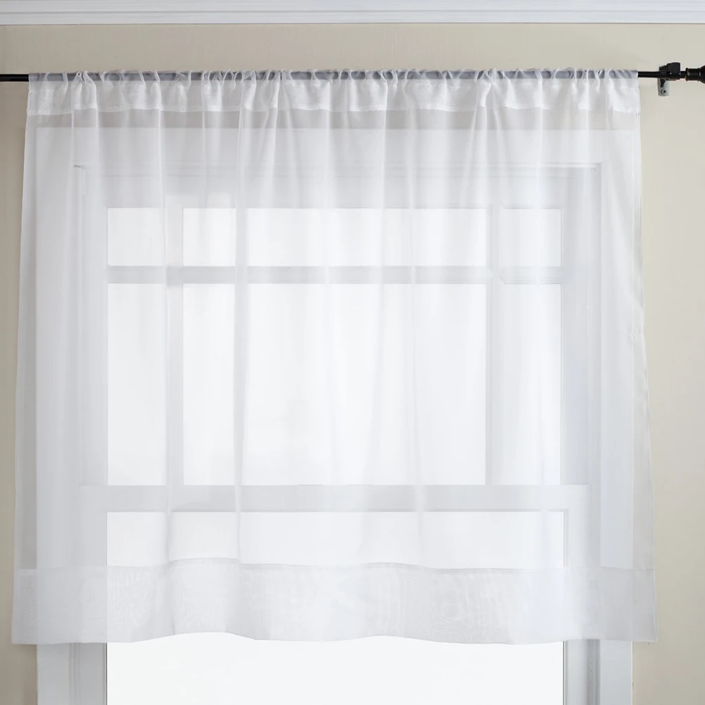 

1pcs Sheer Voile Window Screening For Kitchen Balcony Cafe Tulle Curtains For Kitchen Curtains 135*155Cm White