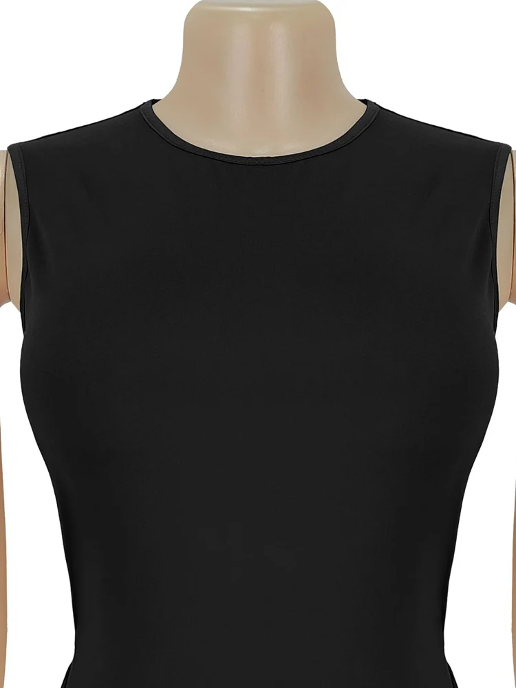 Kricessen sexy zwarte mouwloze maxi-jurk voor dames, gouden gesp, ruches, uitgesneden rug, zeemeermin, formele avondjurk