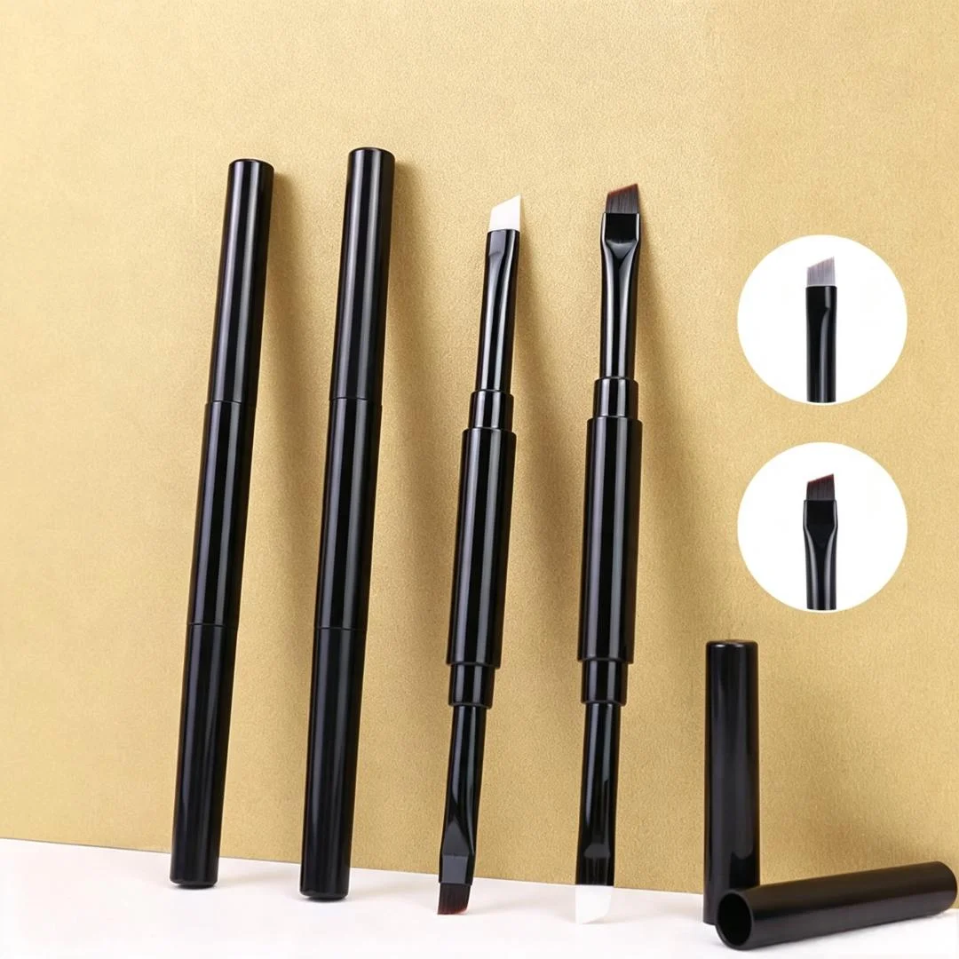 100Pcs Dual Ended Eyebrow Brush Portable Angled Brow Brush and Silicone Spoolie Tool for Brow Powder, Pomade, Gel and Eyeliner