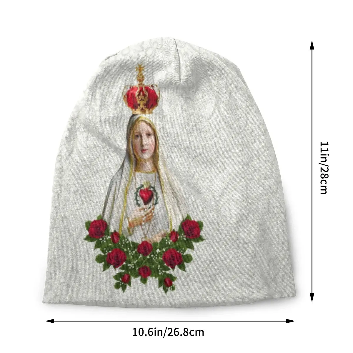 Our Lady Of Fatima Skullies Beanies Caps Winter Warm Knitting Hats Unisex Adult Portugal Rosary Catholic Virgin Mary Bonnet Hats