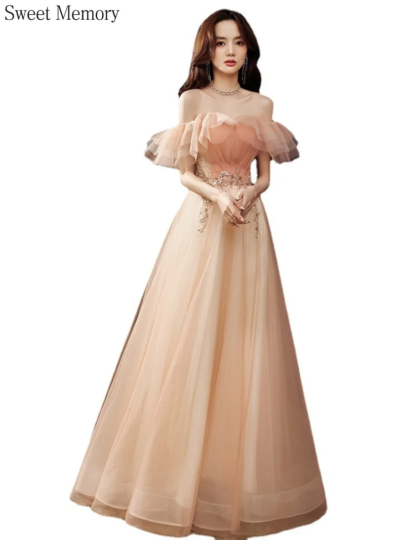 Lato frezowanie formalna sukienka dla druhny długa elegancka kobieta Graduation walentynki koronka Up Wedding Party Dress