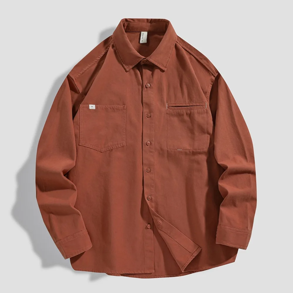 New retro cotton shirt for men's work shirt long-sleeved jacket loose casual and versatile
