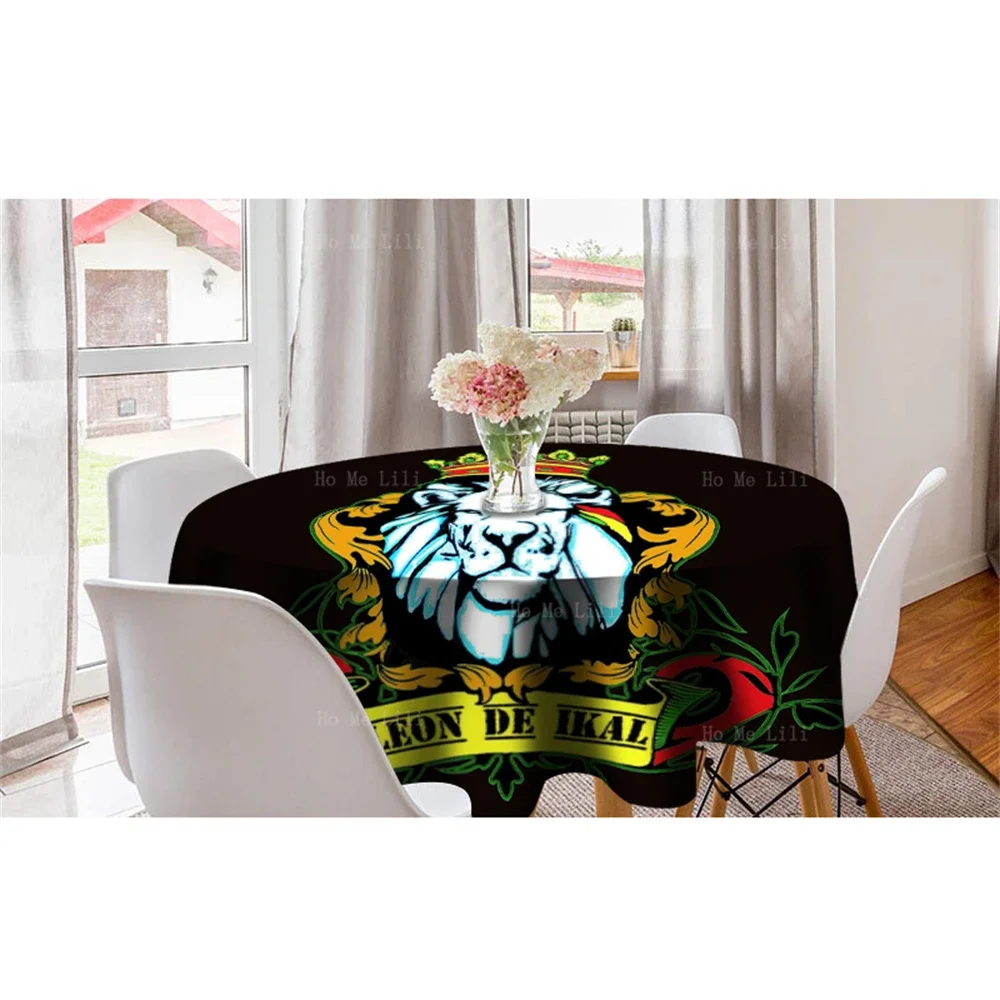 Lion With The Crown Reggae Rasta Music Logo Judah Leon Classics Fabric Round Tablecloth