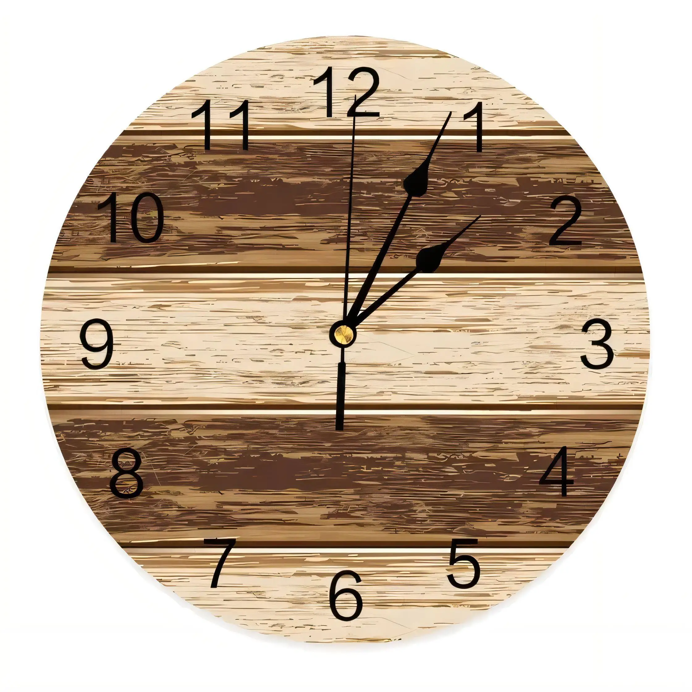 Rustic Wood Grain Round Wall Clock Modern Farmhouse Silent Non Ticking  Decorative Home Office Bathroom Kitchen Gift