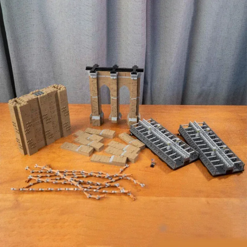 Cidade rua vista modelo moc tijolos de construção a ponte de brooklyn tecnologia blocos modulares presentes brinquedos natal diy conjuntos montagem