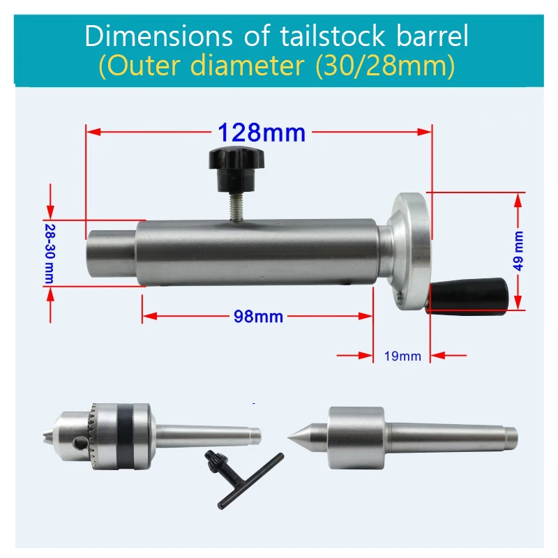 Multifunction Drilling Tailstock Live Center B12 Woodworking Lathe Bead Machine Revolving Centre DIY Accessories