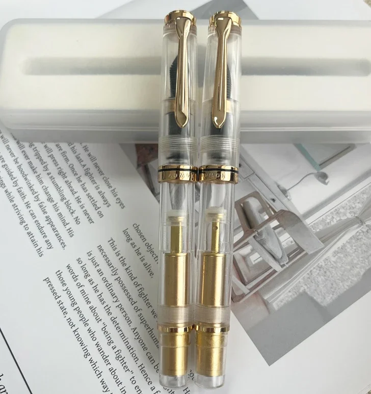 Hot ADMOK M800 Transparent Acrylic Piston Fountain Pen BOCK/Schmidt No.6 Nib Smooth Inking Writing Pen Office School Supplies Gi