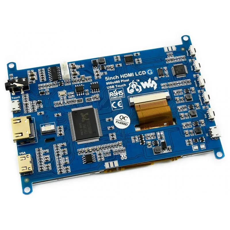 Waveshare 5inch HDMI LCD (G),5inch Resistive Touch Screen LCD (G), 800×480, HDMI, Various Systems Support