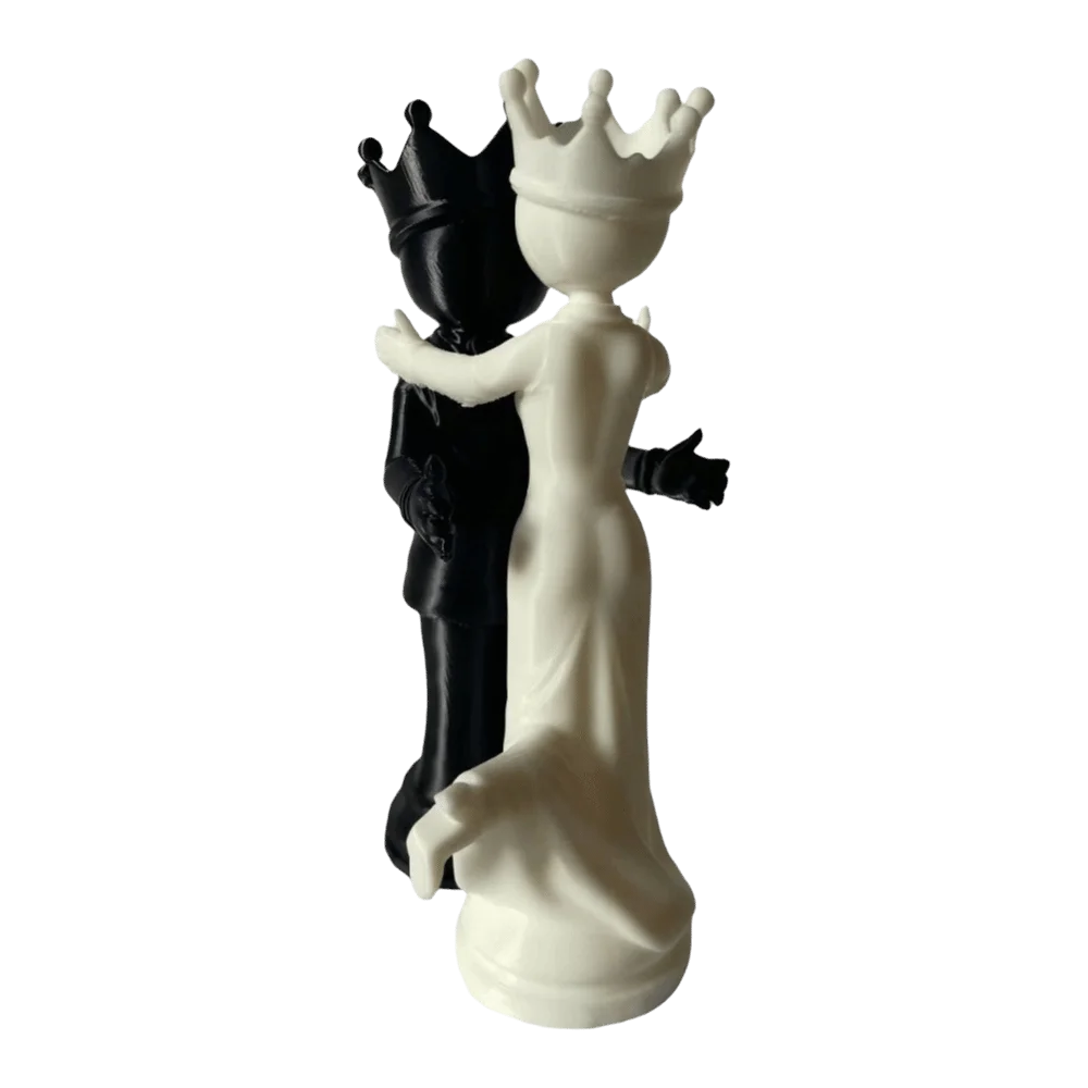 2pcs 3D Printed Chess Couple Statues Creative Sculpture Queen King Statue Decoration Desktop Ornaments Gift For Couples