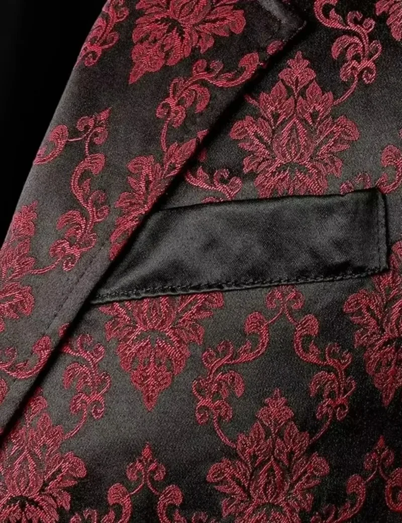 Herren Vintage Viktorianische Blumen-Jacquard-Weste, V-Ausschnitt, einreihig, ärmellos, Gothic Hochzeits-Party Cosplay Kostüm – Detail 10