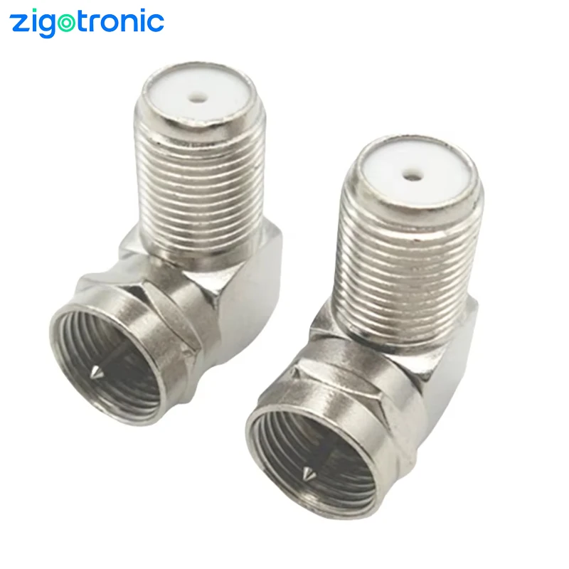 F Type RG6 Coaxial TV Adapter F Male to Female Right Angle 90 Degree RF Coax Connector for TV Satellite Receiver
