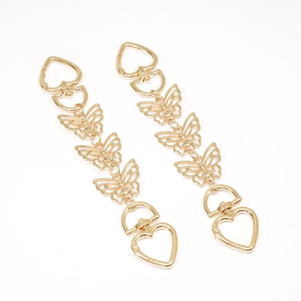 2Pcs Detachable Bag Decorative Chain Polished Pearl Butterfly Purse Extender Chain Reusable Rust-proof Bag Strap Extension