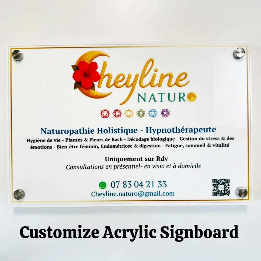 Modern Acrylic White Signboard Door Plate Customize Business Logo Icon Name QR Code Letter For Company Shop Store Hotel Salon