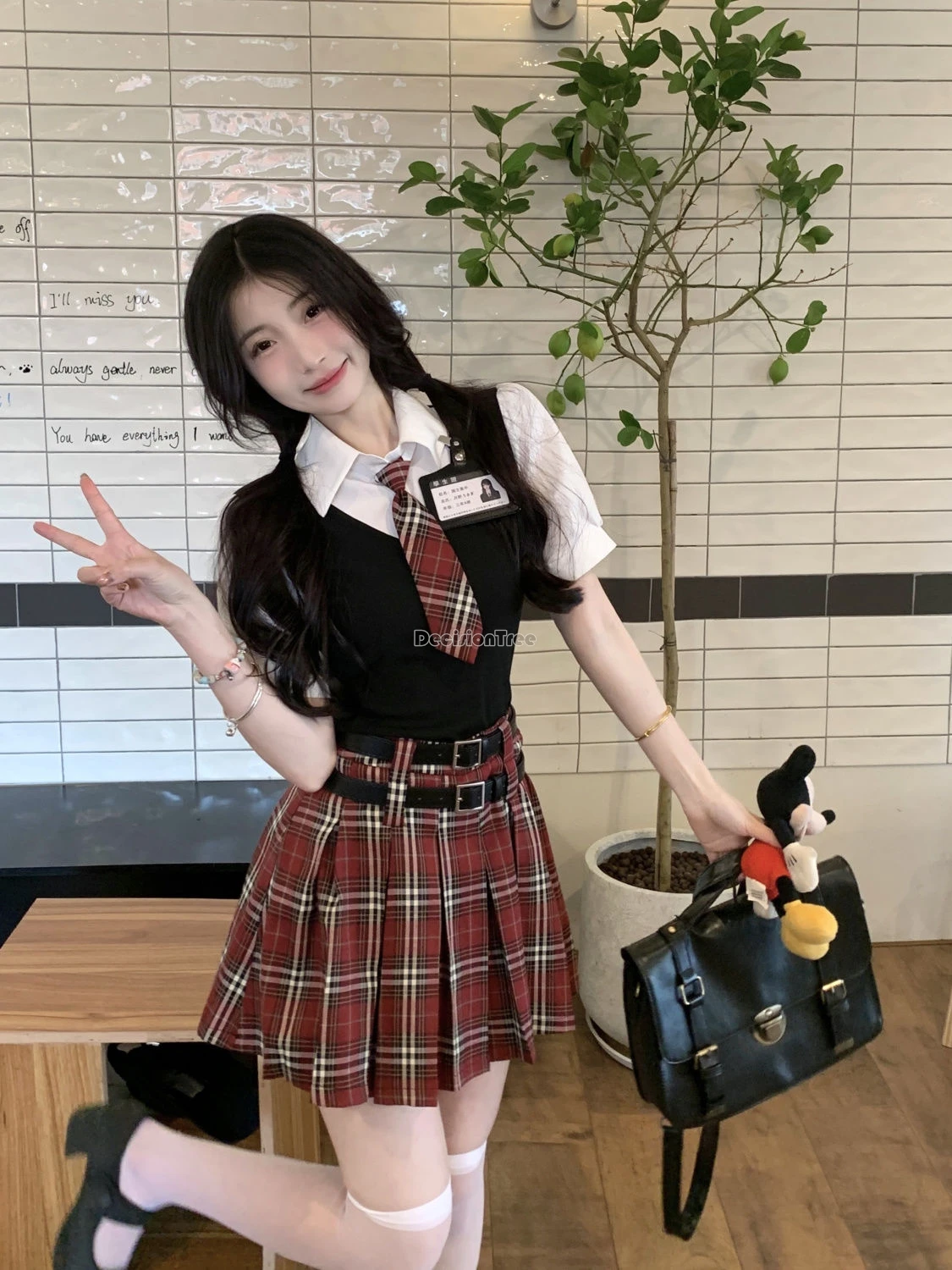 2024 sexy slim spicy girls academy style jk uniform outfit fashion design sense patchwork shirt high waist plaid pleated skirt