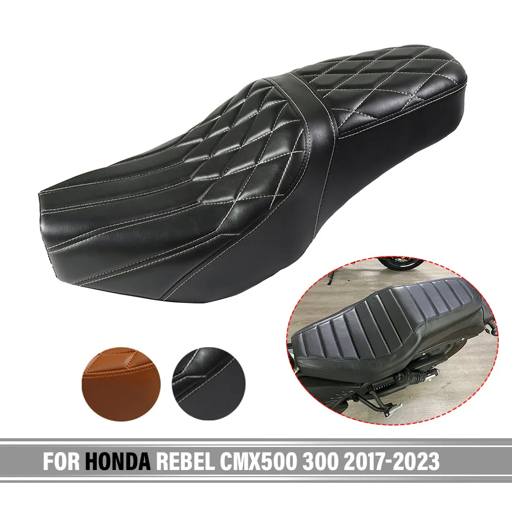 

For Honda CMX Rebel 500 2017-2023 Motorcycle Black Replacement Seat Striped Diamond Front Rear Driver Passenger Seat REBEL500