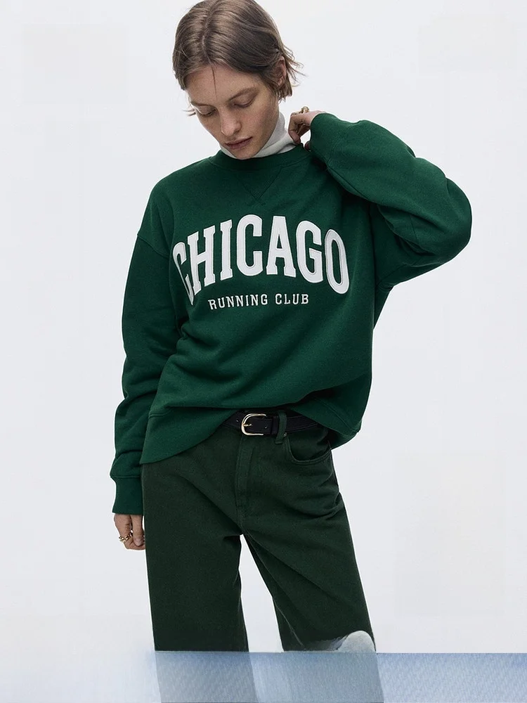 

H&M Spring Women's Patterned Hoodie 323055 Cotton Polyester Blend Comfortable Casual Streetwear Faion Ladies' Sweatirt