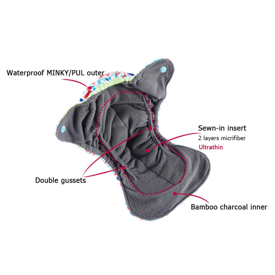 10 pz U PICK neonato AIO pannolino di stoffa ultrasottile piccoli pannolini per bambini pannolino ombelico traspirante fodera in carbone misura