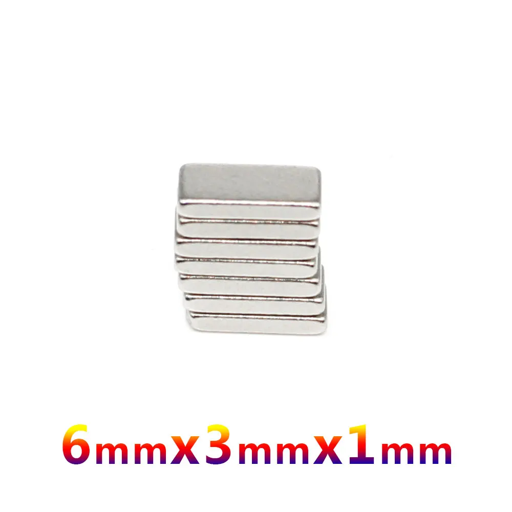 50/100/200/500/1000/1500PCS 6x3x1 Thin Block Neodymium Magnets Sheet 6x3x1mm Powerful Strong Magnetic Magnet Strong 6*3*1 mm