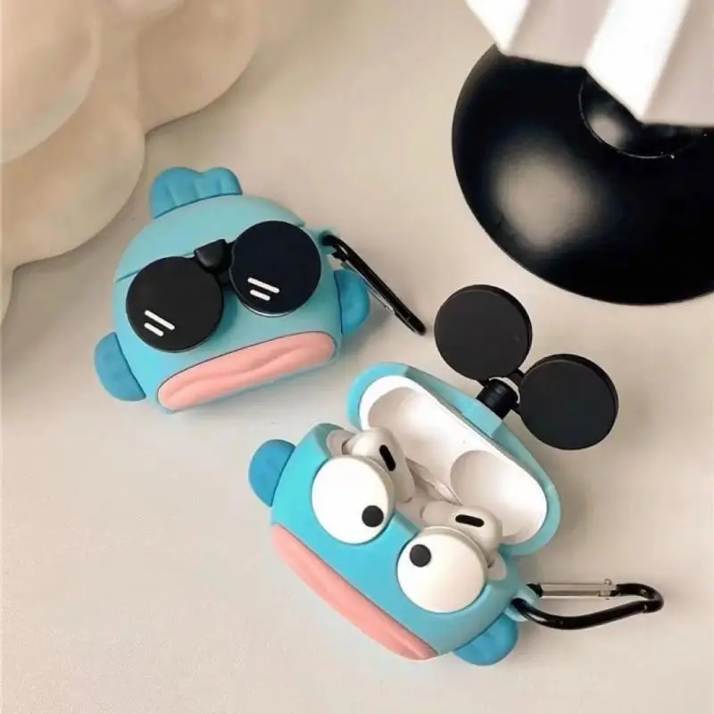 

Kawaii Sanrio наушники аниме чехол Cute Hangyodon мультфильм ультра легкий и портативный креативный силиконовый мягкий чехол для девочек игрушки